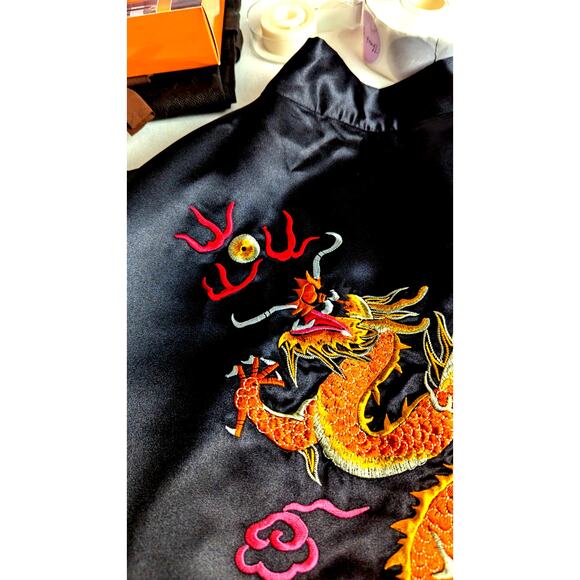 Complete set Bloomingdales embroidered kimono robe VTge deadstock 80's 90's NWOT - Picture 11 of 16